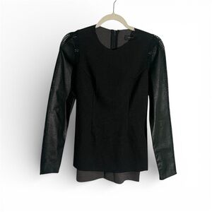 Stella & Jamie Black Leather Rio CrochetTop